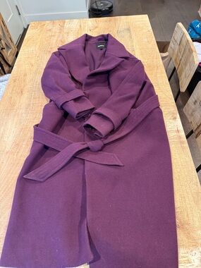 Express Women's Plum Wrap Coat with Tie Waist